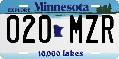 MN license plate 020MZR
