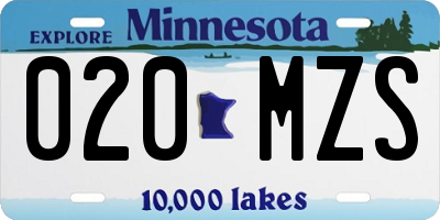 MN license plate 020MZS