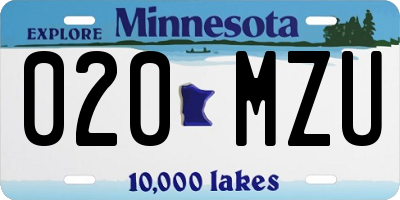 MN license plate 020MZU