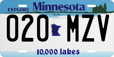 MN license plate 020MZV
