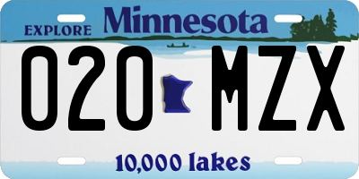 MN license plate 020MZX