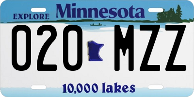 MN license plate 020MZZ