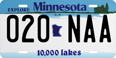 MN license plate 020NAA