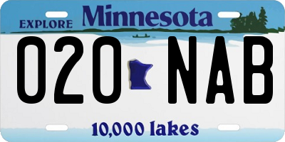 MN license plate 020NAB