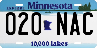 MN license plate 020NAC