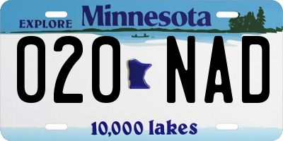MN license plate 020NAD