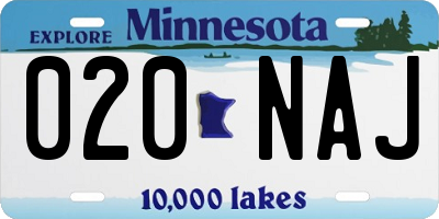 MN license plate 020NAJ