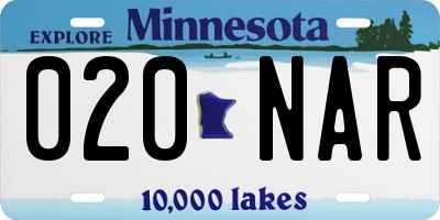 MN license plate 020NAR