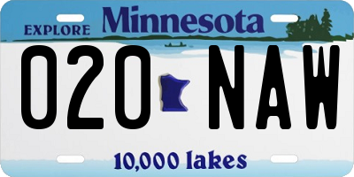 MN license plate 020NAW