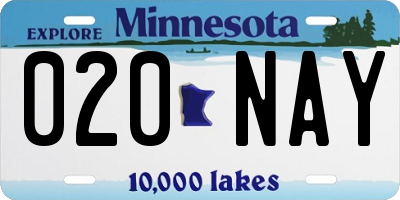 MN license plate 020NAY