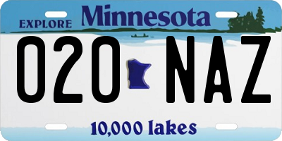 MN license plate 020NAZ