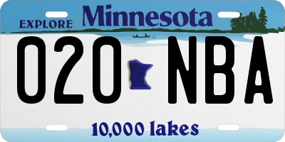 MN license plate 020NBA