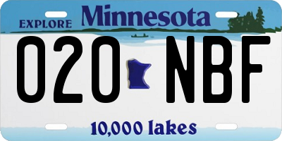 MN license plate 020NBF
