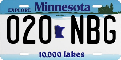 MN license plate 020NBG