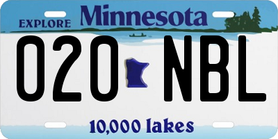 MN license plate 020NBL
