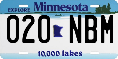 MN license plate 020NBM