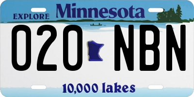 MN license plate 020NBN