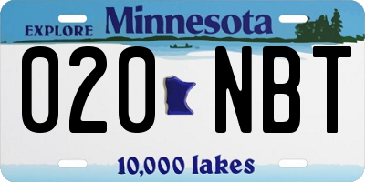MN license plate 020NBT