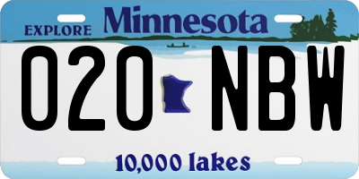 MN license plate 020NBW