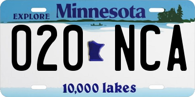 MN license plate 020NCA
