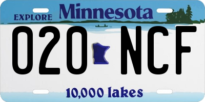 MN license plate 020NCF