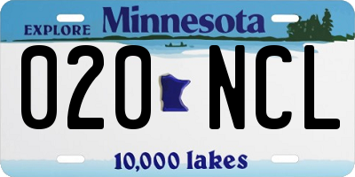 MN license plate 020NCL
