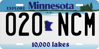 MN license plate 020NCM