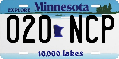 MN license plate 020NCP