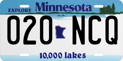 MN license plate 020NCQ