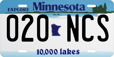 MN license plate 020NCS