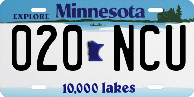 MN license plate 020NCU