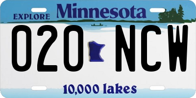 MN license plate 020NCW