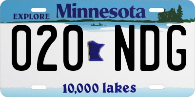 MN license plate 020NDG