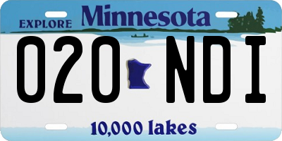 MN license plate 020NDI