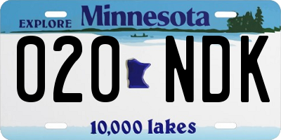 MN license plate 020NDK