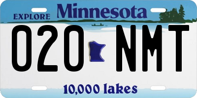 MN license plate 020NMT