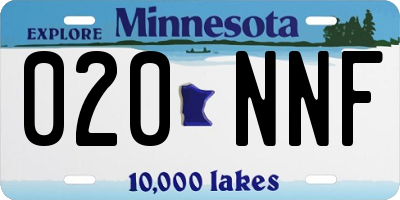 MN license plate 020NNF