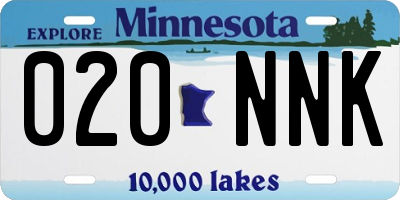 MN license plate 020NNK