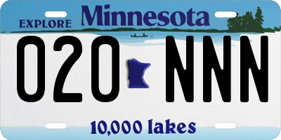 MN license plate 020NNN