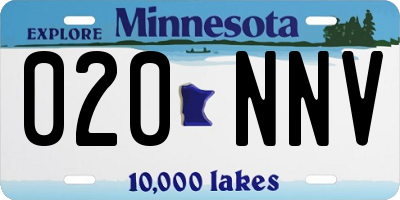 MN license plate 020NNV