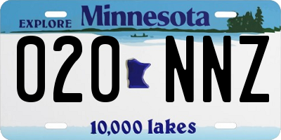MN license plate 020NNZ