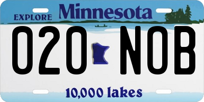 MN license plate 020NOB