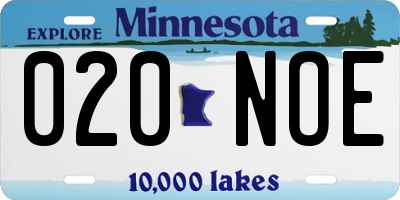MN license plate 020NOE