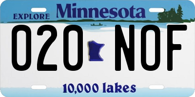 MN license plate 020NOF