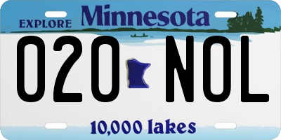 MN license plate 020NOL
