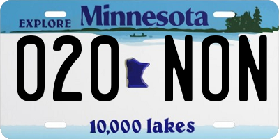 MN license plate 020NON