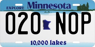 MN license plate 020NOP