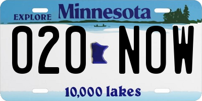 MN license plate 020NOW