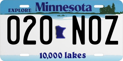 MN license plate 020NOZ