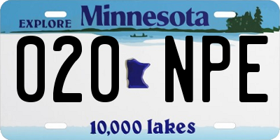 MN license plate 020NPE